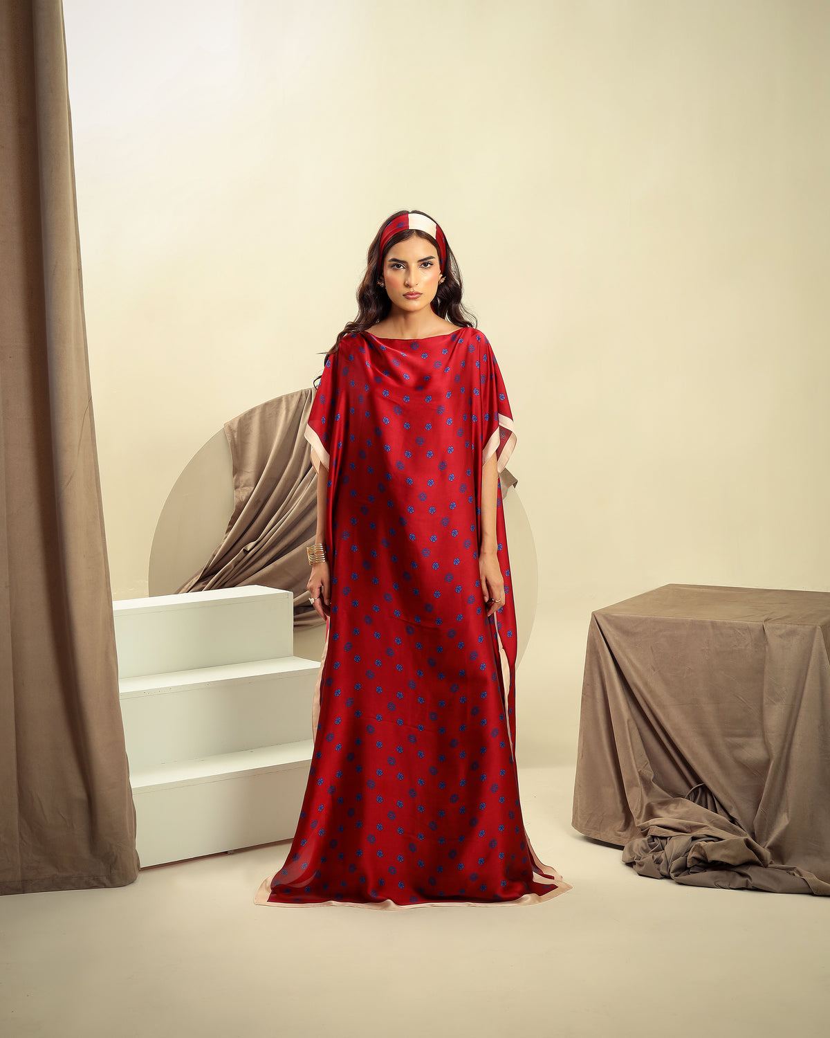 Deep Maroon Silk Kaftan
