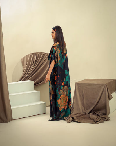 Navy Satin Kaftan