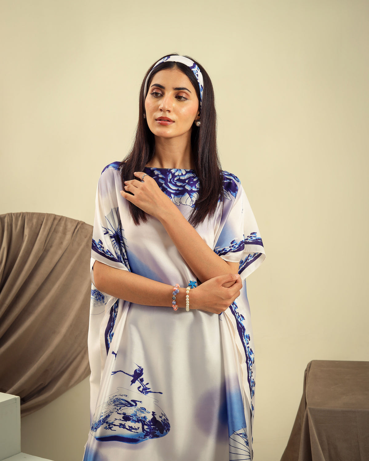 Silky White Kaftan