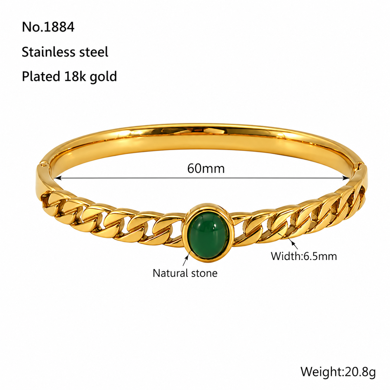 Emerald Crest Gold-Tone Hinged Bangle