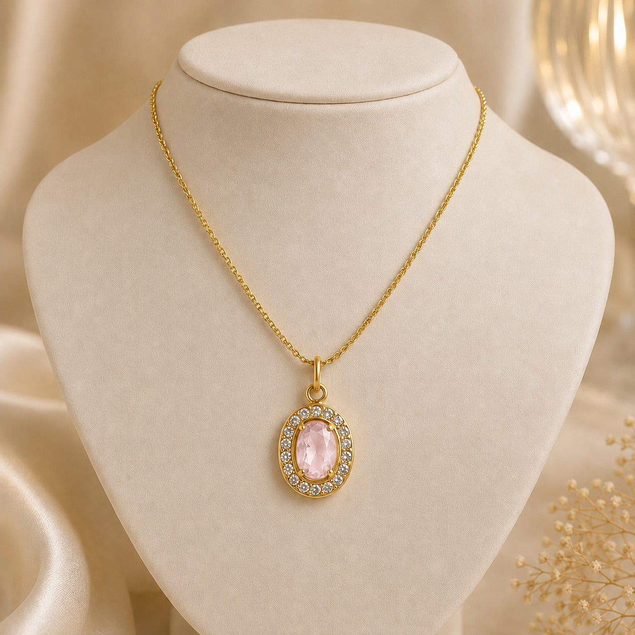 Quartz  Rose Necklace